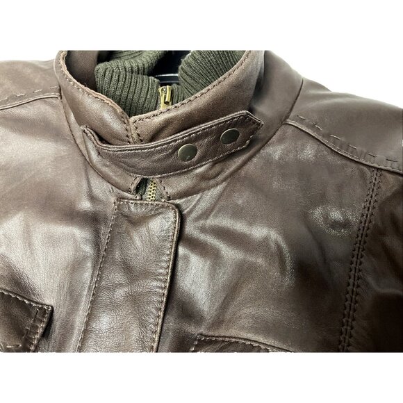 Bella Roma Nappa Lamb Dark Brown Leather Jacket Size 12 (EU Size 46)Vintage 90's - Picture 7 of 16